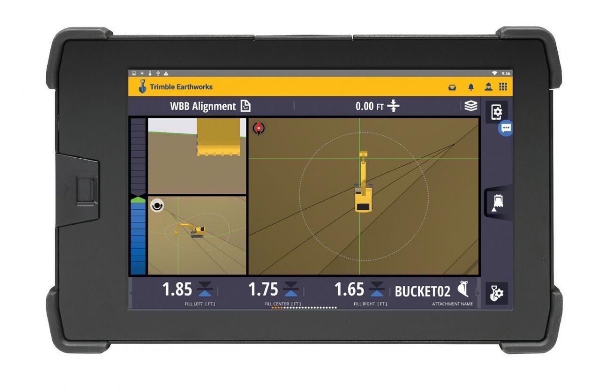 Trimble Earthworks grade controls system automatically controls the boom and bucket.